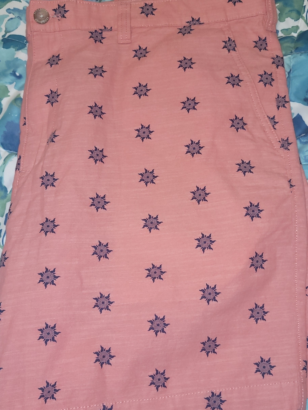 Eddie Bauer Pink Shorts with Navy Starburst Print